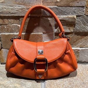 MCM Vibrant Orange Leather Shoulder Bag